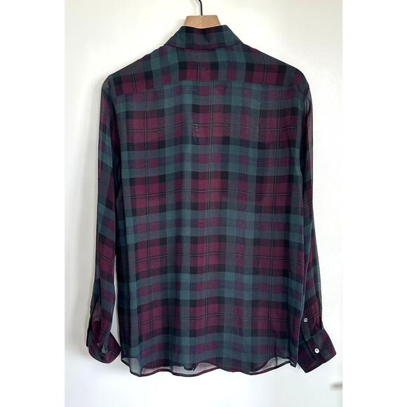 NWT Polo Ralph Lauren Silk Sheer Purple Green Plaid Shirt Blouse Size M - Picture 3 of 10